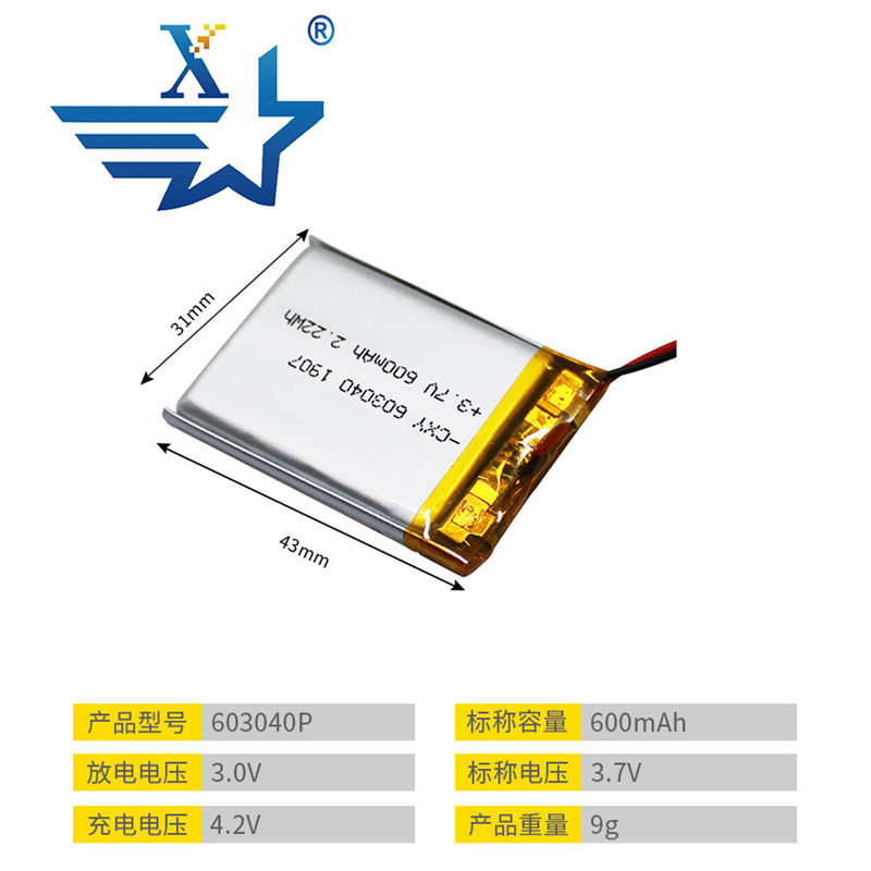 603040P-600mAh